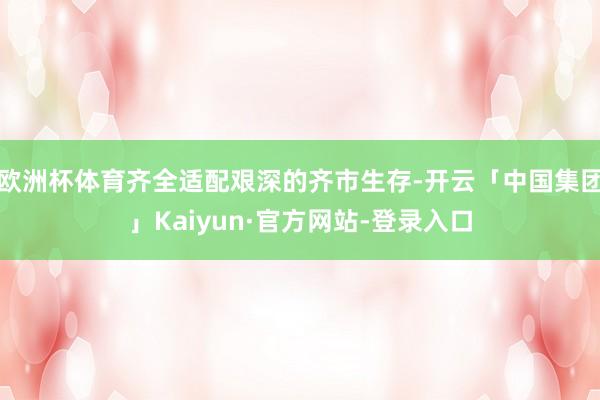 欧洲杯体育齐全适配艰深的齐市生存-开云「中国集团」Kaiyun·官方网站-登录入口