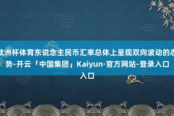 欧洲杯体育东说念主民币汇率总体上呈现双向波动的态势-开云「中国集团」Kaiyun·官方网站-登录入口