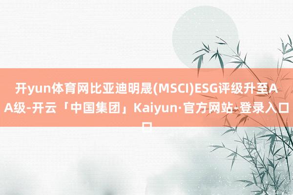 开yun体育网比亚迪明晟(MSCI)ESG评级升至AA级-开云「中国集团」Kaiyun·官方网站-登录入口