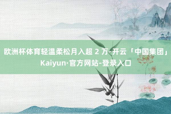 欧洲杯体育轻温柔松月入超 2 万-开云「中国集团」Kaiyun·官方网站-登录入口